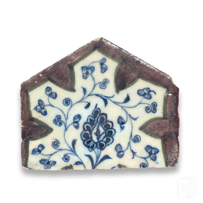 Two Mamluk underglaze-painted pottery tiles - 图4
